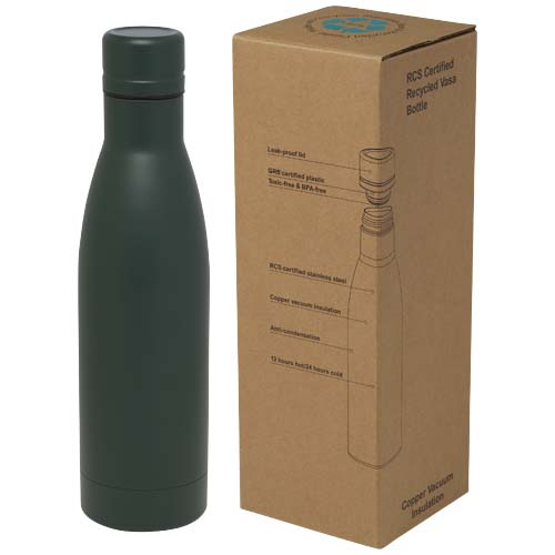 Bouteille publicitaire acier inox recyclé de 500 ml Vasa Green flash
